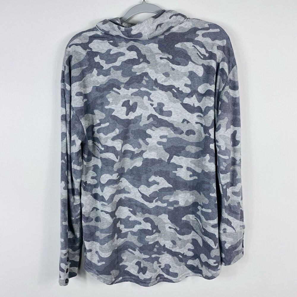 Jane & Delancey Size Large Camo Cowl Neck Sweatshirt Gray Long Sleeve - Picture 2 of 7